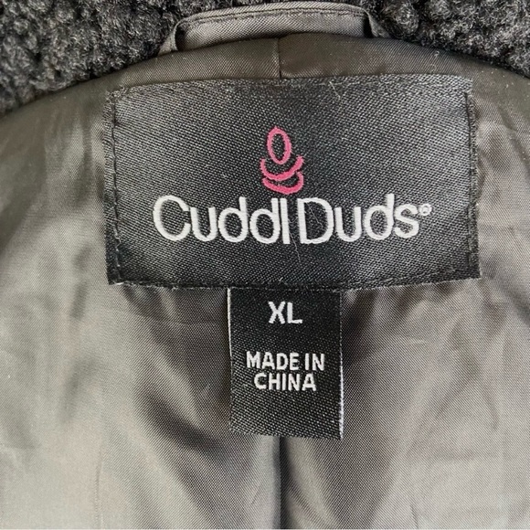 Cuddl Duds Black Curly Sherpa Shawl Collar Coat Sz XL - Picture 9 of 10